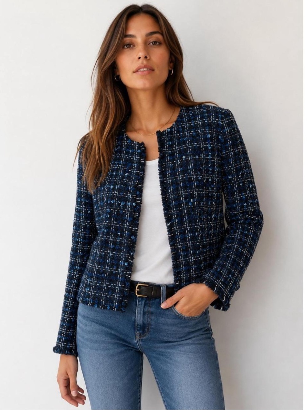 Calvin Klein Navy Tweed  Blazer